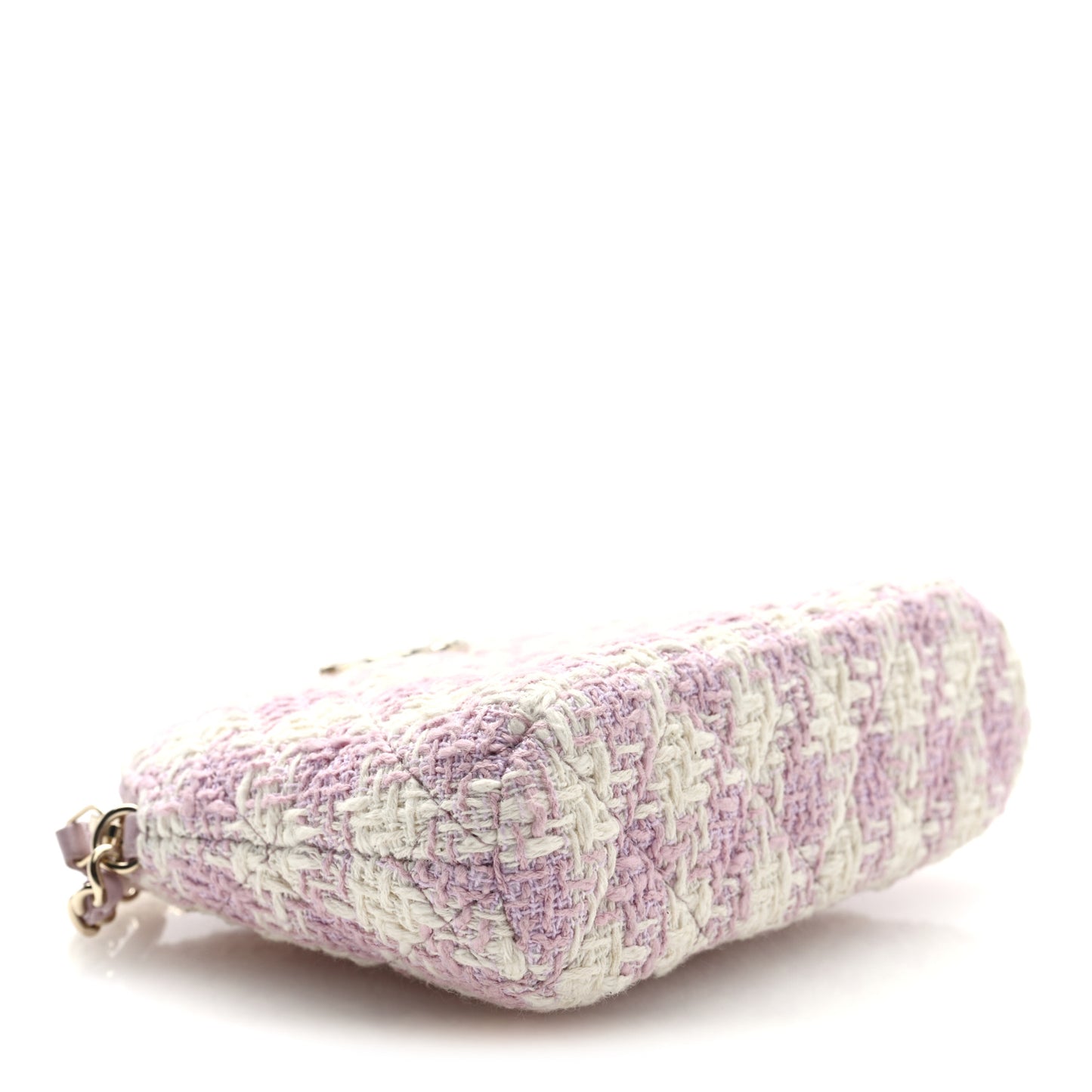 Tweed Quilted Mini Clutch With Chain Pink