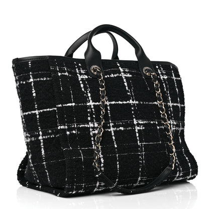 Chanel Tweed Medium Deauville Tote Black White Multicolor 4 of 10