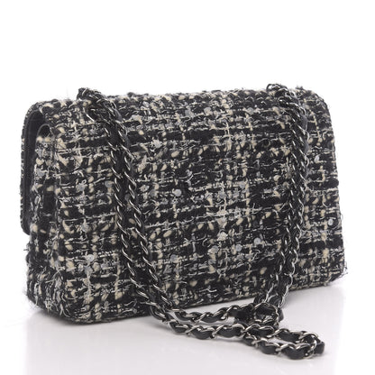 Chanel Tweed Sequin Quilted Medium Double Flap Black 3 of 13