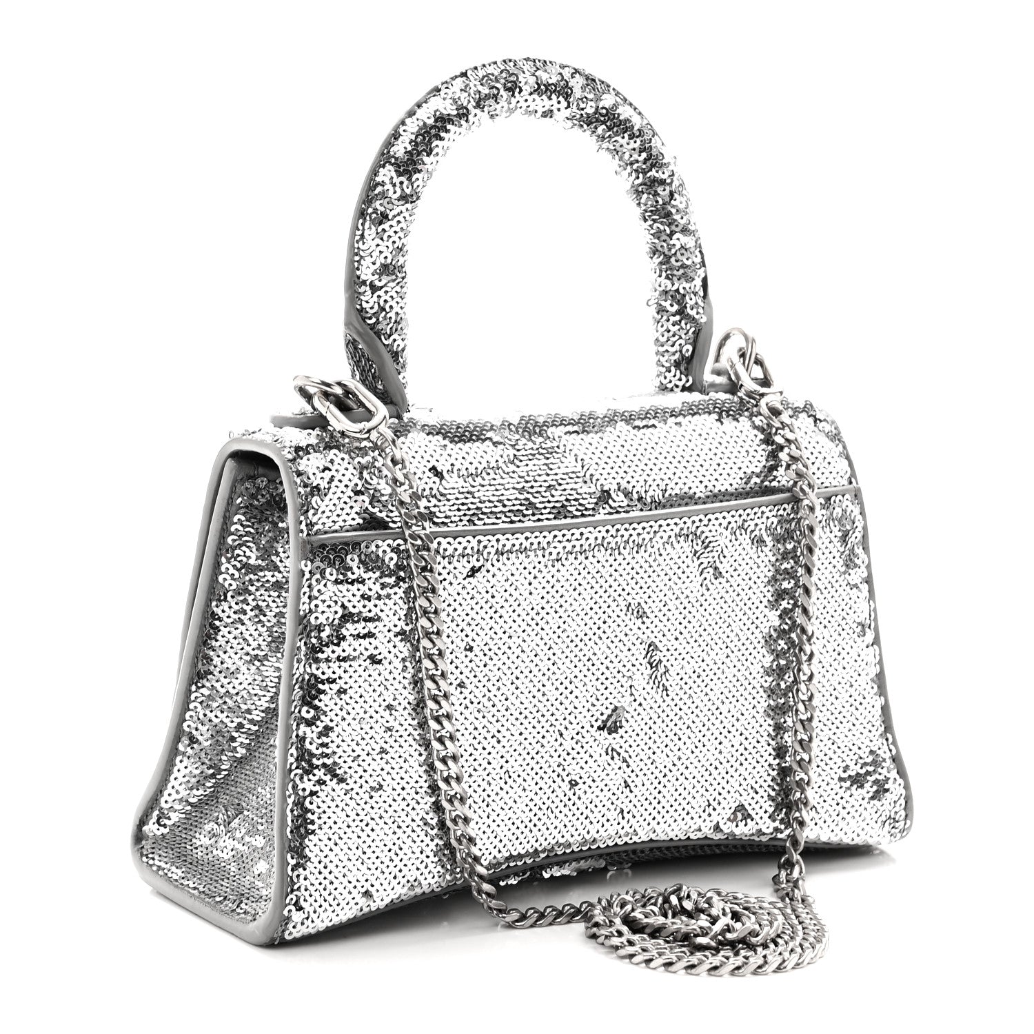 Balenciaga Sequin Hourglass Top Handle Bag XS Silver 3 of 11