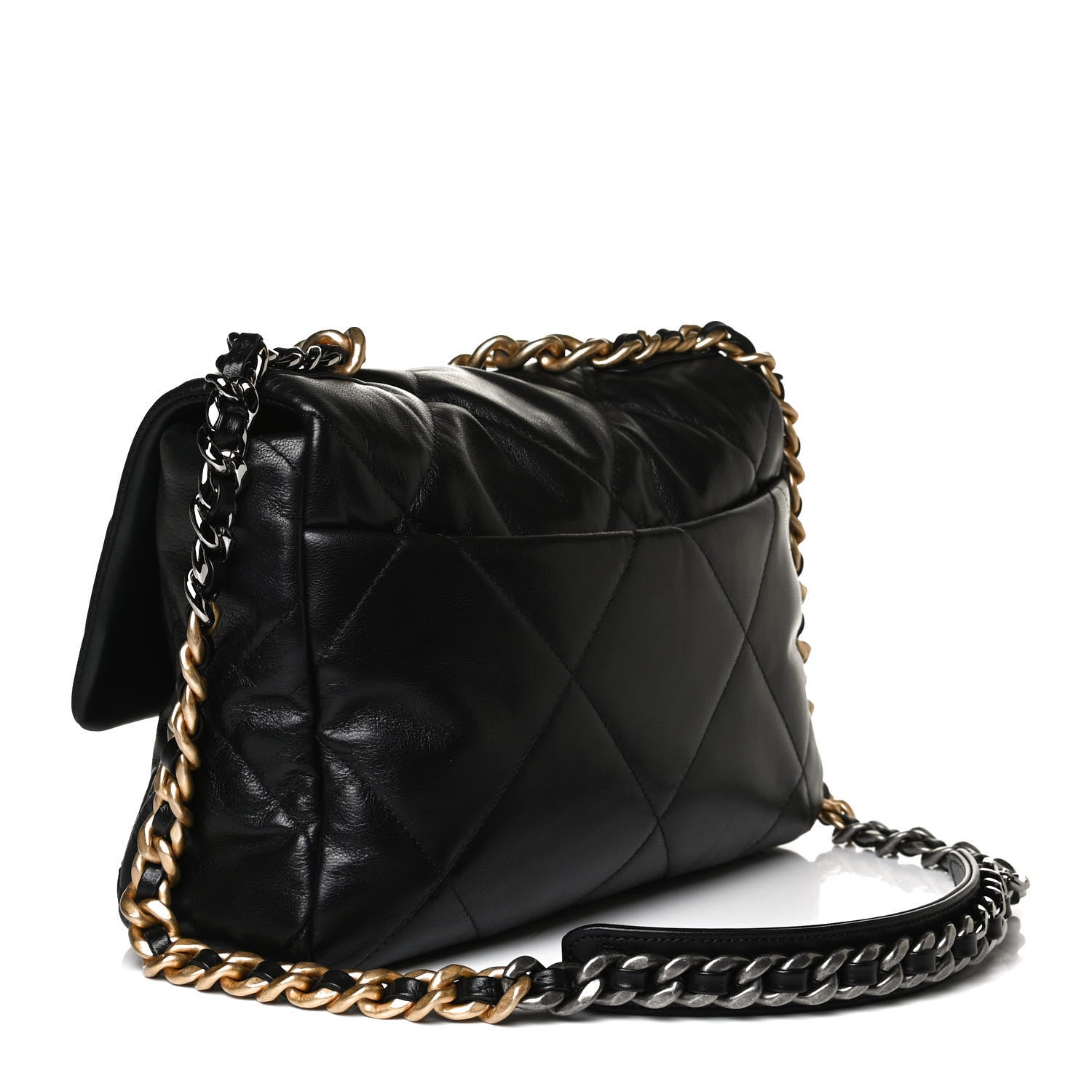 Chanel Shiny Goatskin Quilted Large Chanel 19 Flap Black 4 of 17