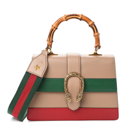 Gucci Calfskin Bamboo Web Medium Dionysus Top Handle Bag Camelia Bright Evergreen Hibiscus Red 1 of 11