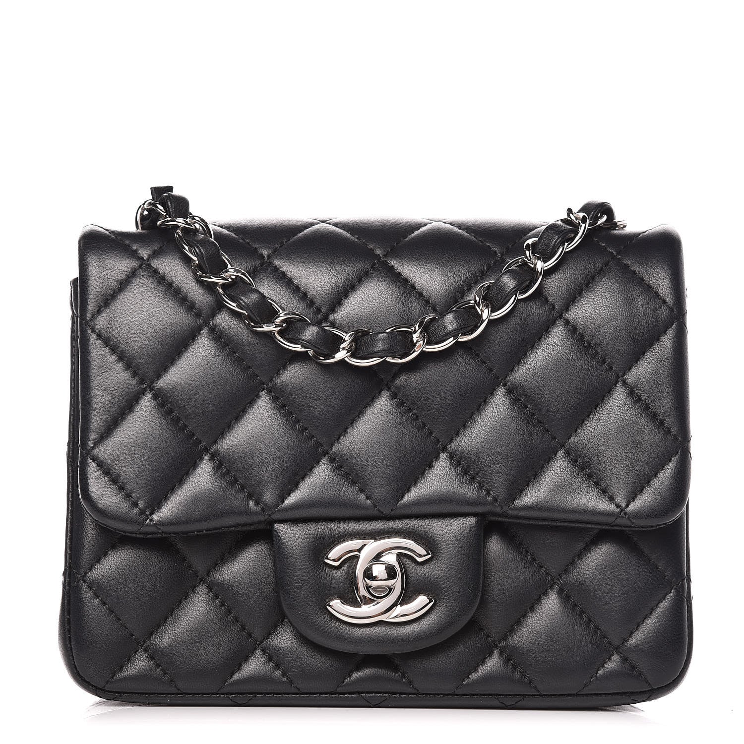 Chanel Lambskin Quilted Mini Square Flap Black 1 of 12