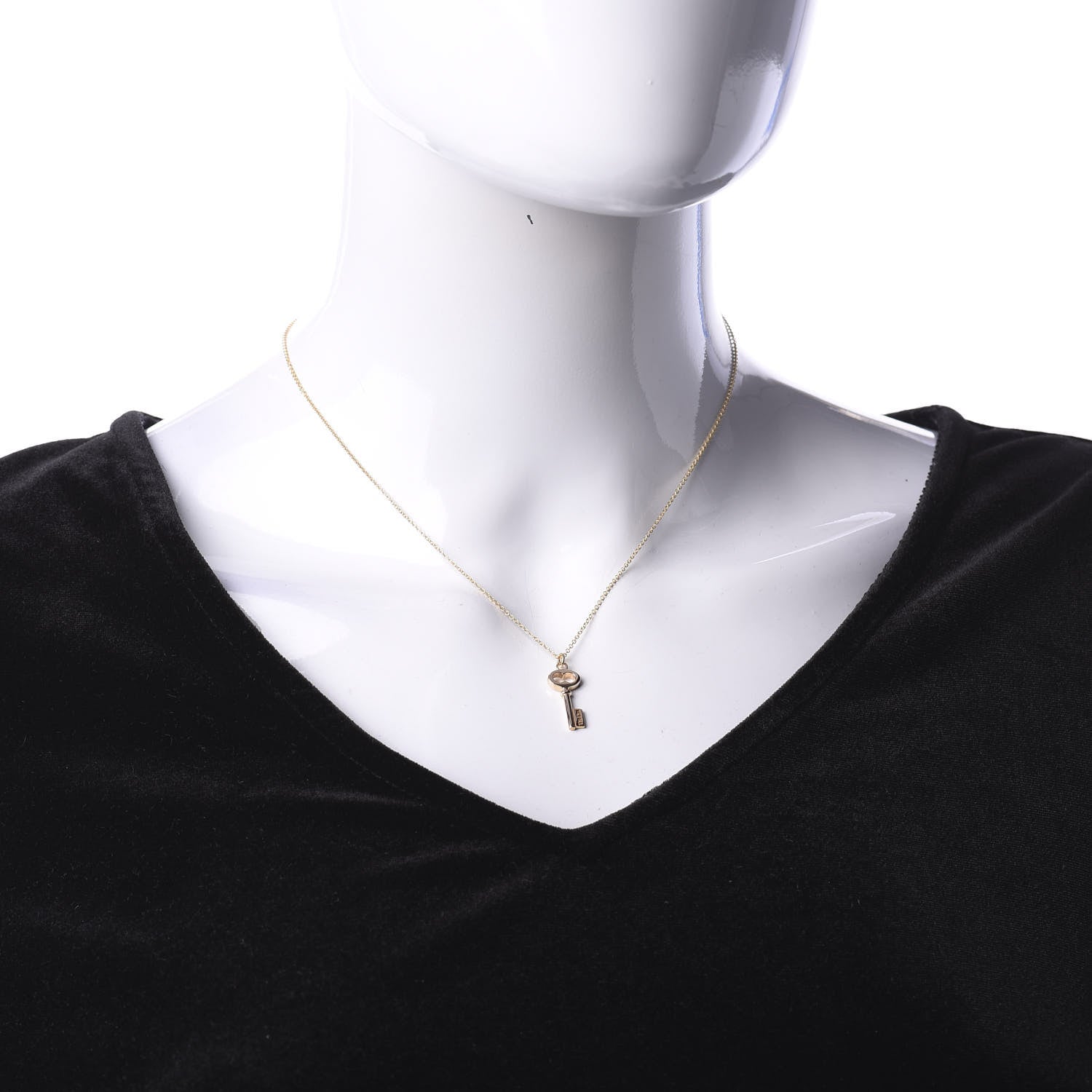 Tiffany 18K Rose Gold Mini Key Pendant Necklace 2 of 4