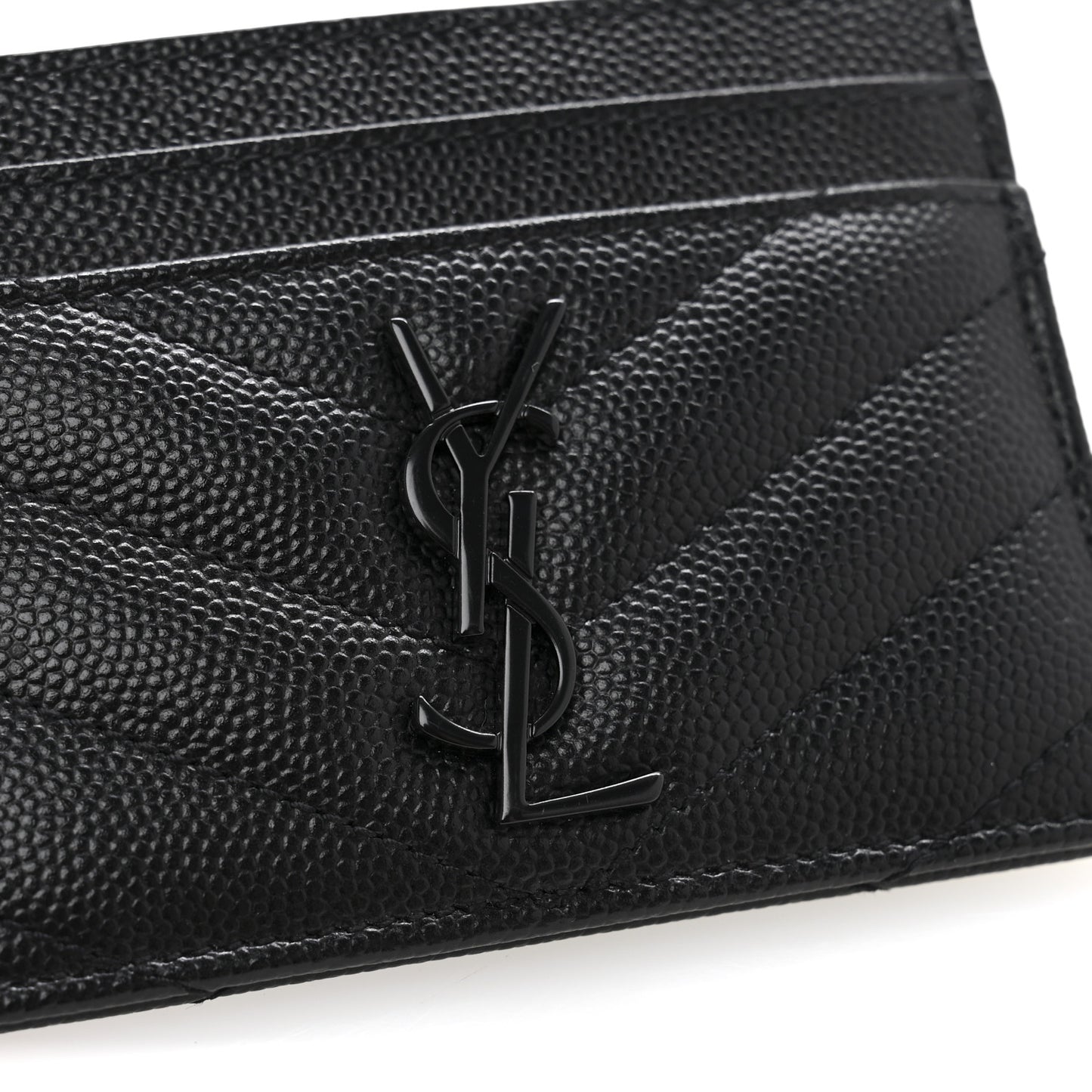 Grain De Poudre Matelasse Chevron Monochrome Monogram Credit Card Case Black