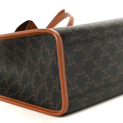 Celine Triomphe Canvas Calfskin Mini Horizontal Cabas Tan 8 of 9