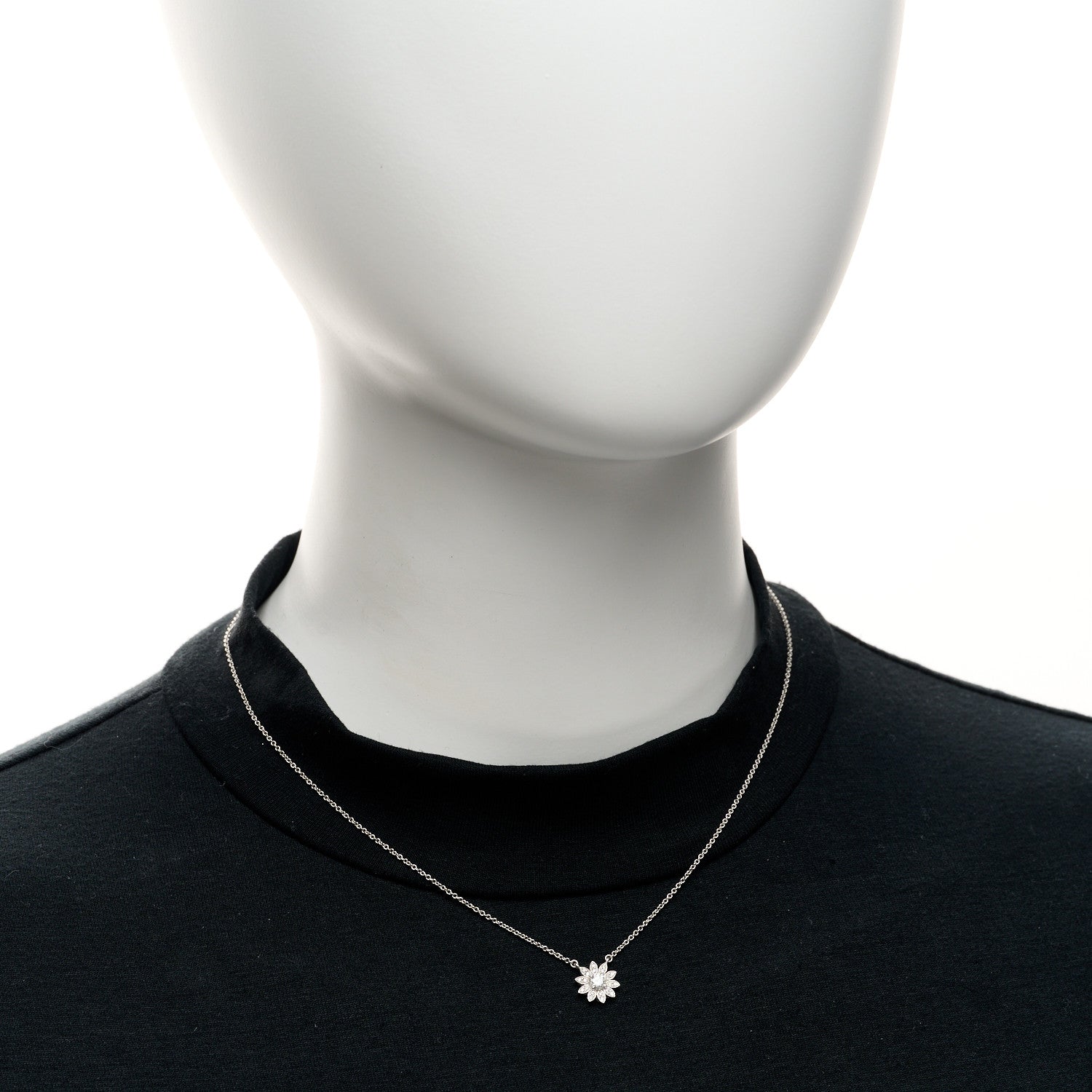 Tiffany Platinum Diamond Small Sunflower Pendant Necklace 1732051