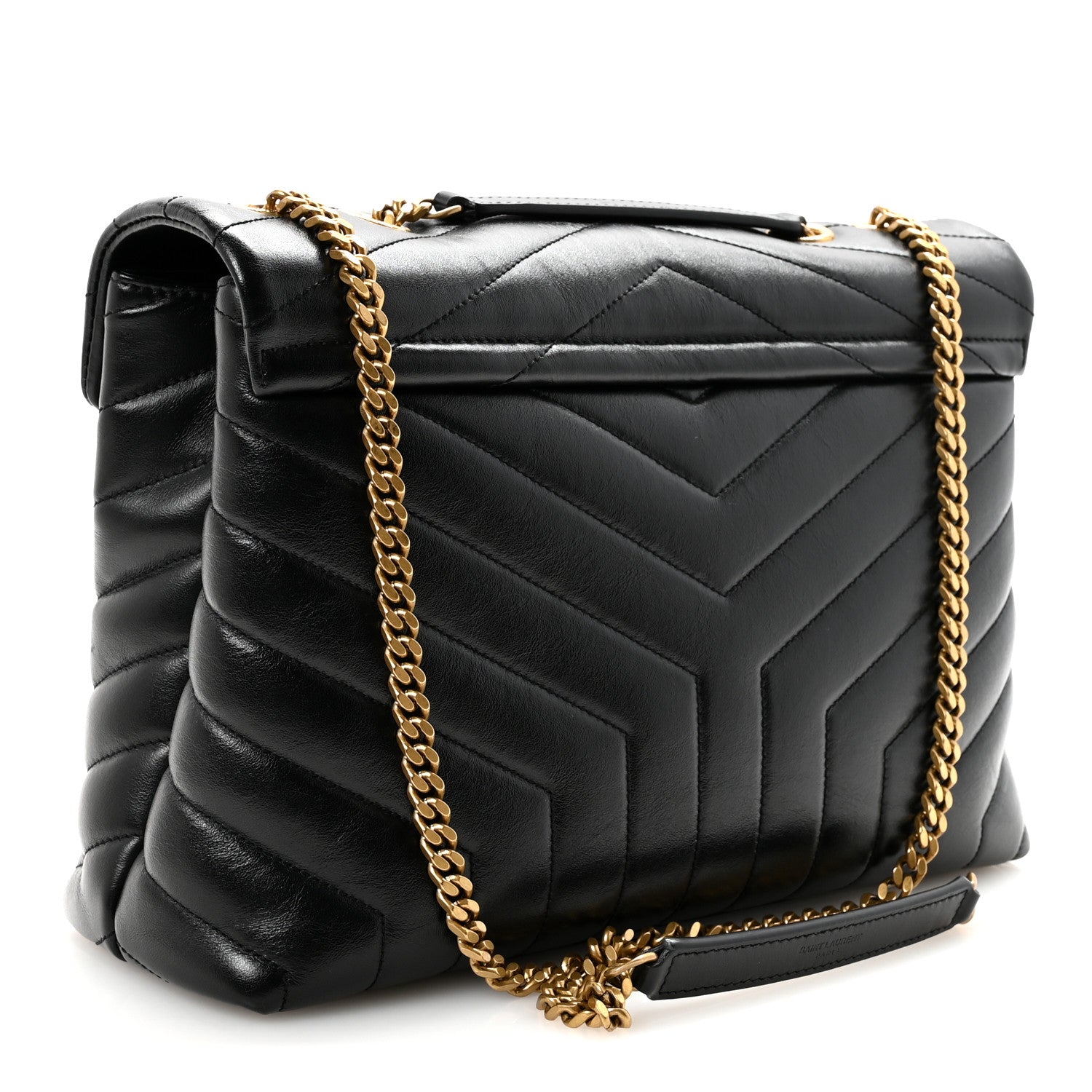 Saint Laurent Calfskin Y Quilted Monogram Medium Loulou Chain Satchel Black 3 of 9