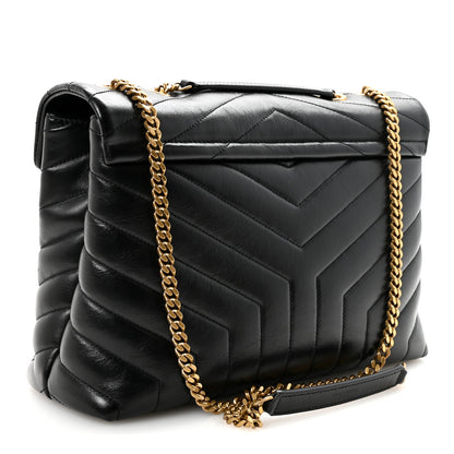Saint Laurent Calfskin Y Quilted Monogram Medium Loulou Chain Satchel Black 3 of 9