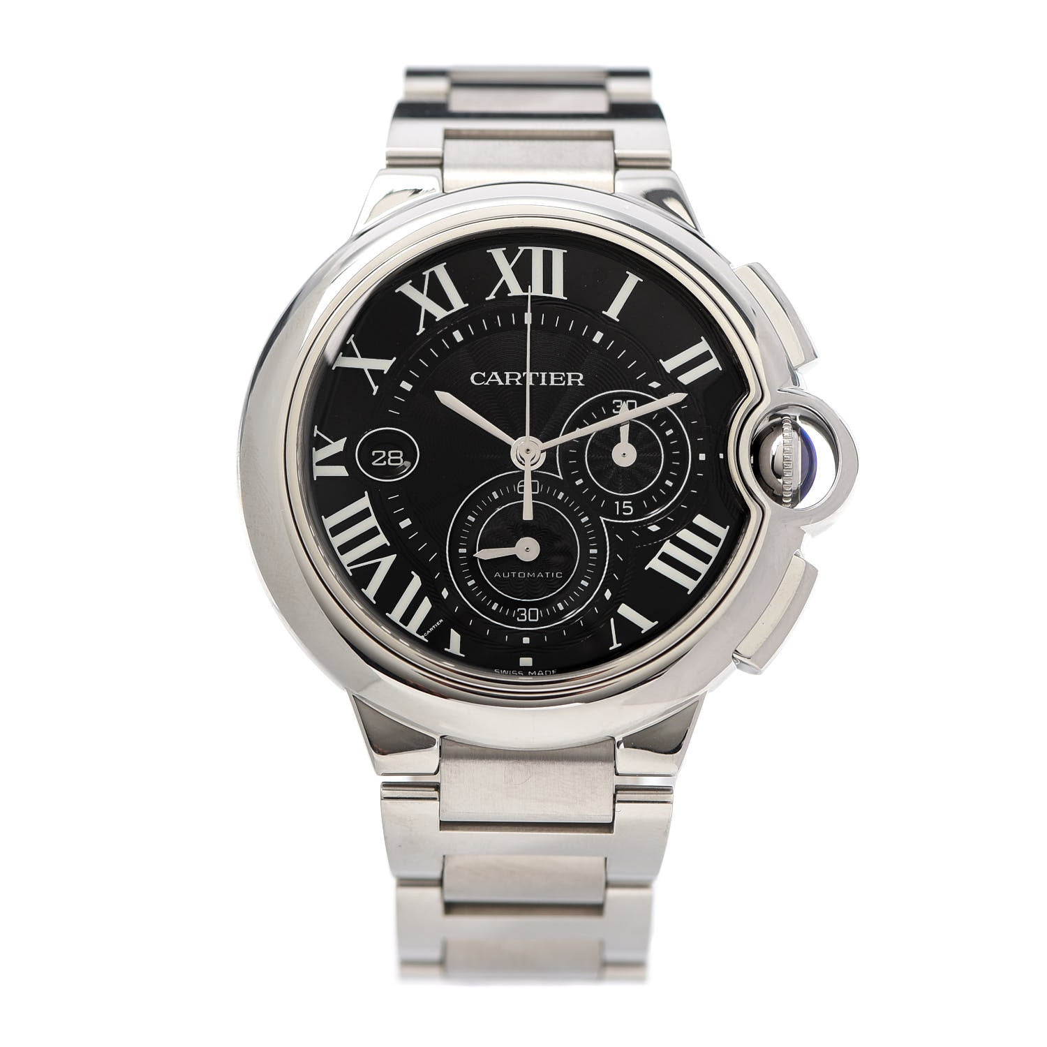 Cartier Stainless Steel 44mm Ballon Bleu De Cartier Chronograph Automatic Watch Black 1 of 5