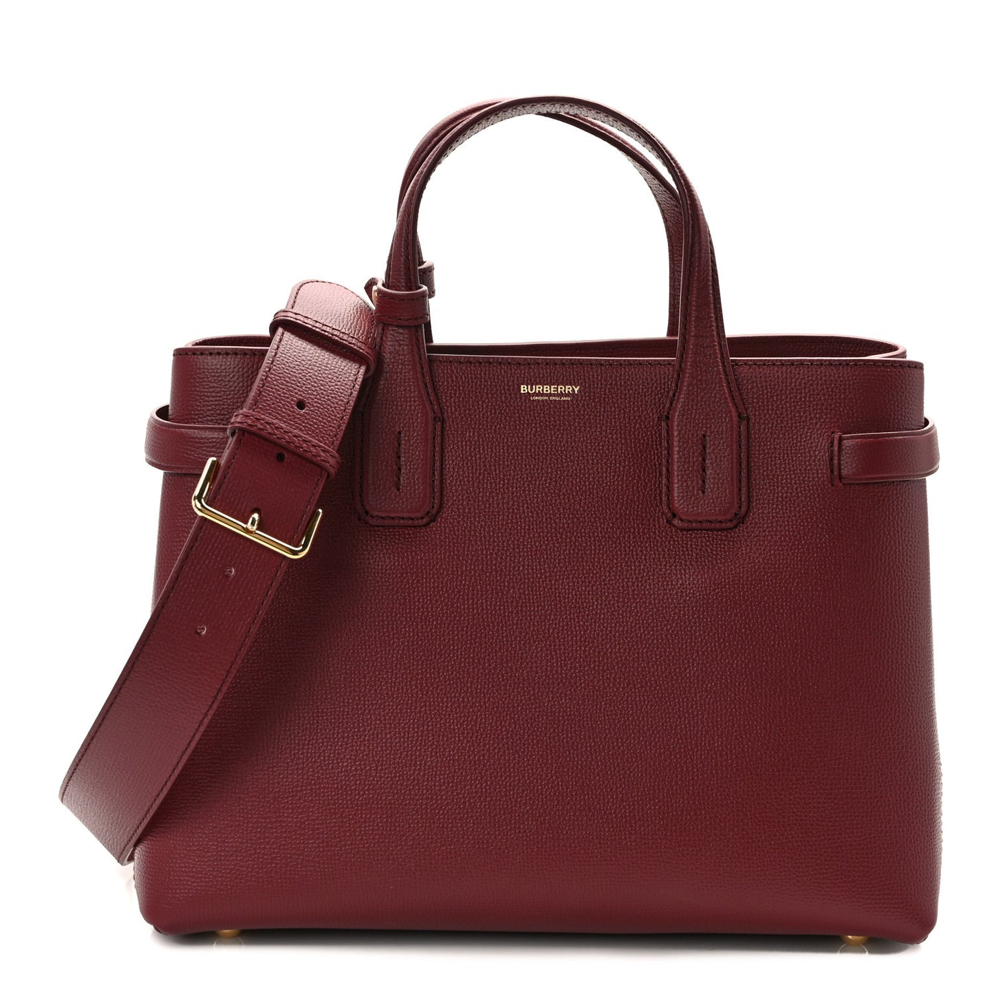 Grainy Calfskin House Check Medium Banner Tote Mahogany Red