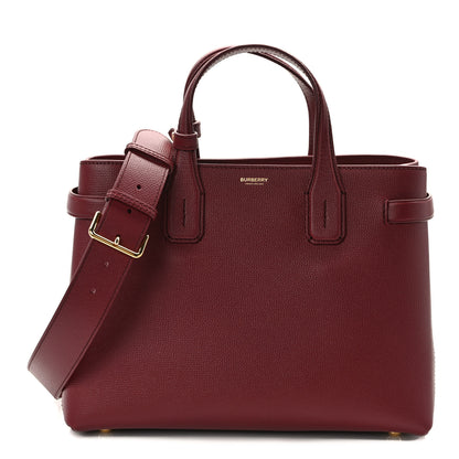 Burberry Grainy Calfskin House Check Medium Banner Tote Mahogany Red 1 of 11