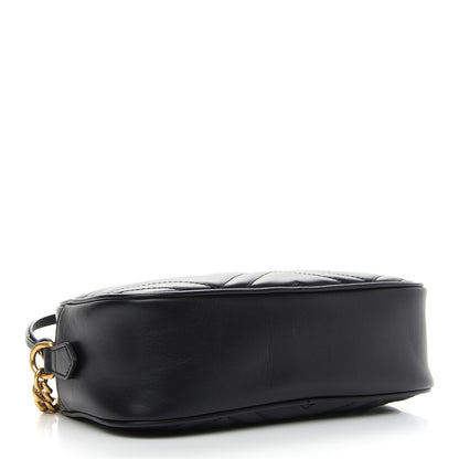 Gucci Calfskin Matelasse Small GG Marmont Chain Shoulder Bag Black 4 of 9