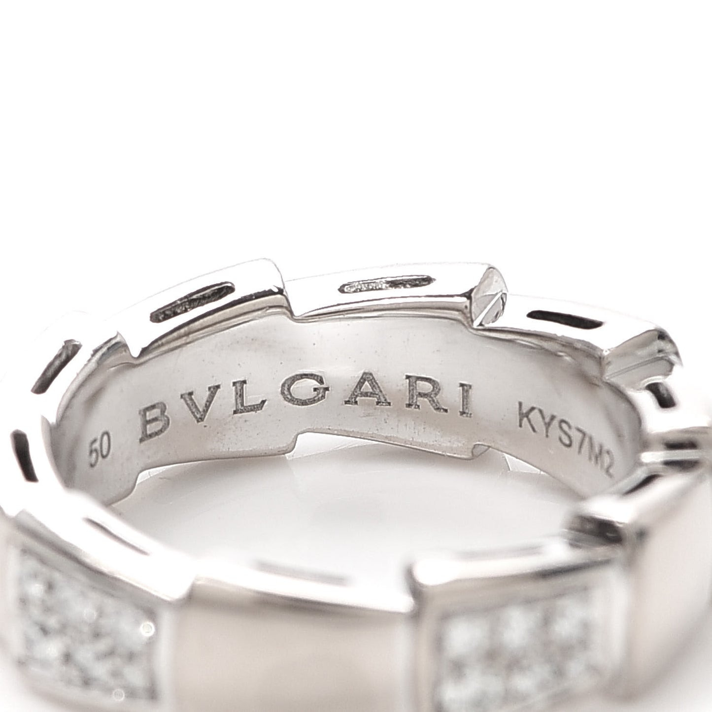 18K White Gold Diamond Serpenti Band Ring 50 5.25