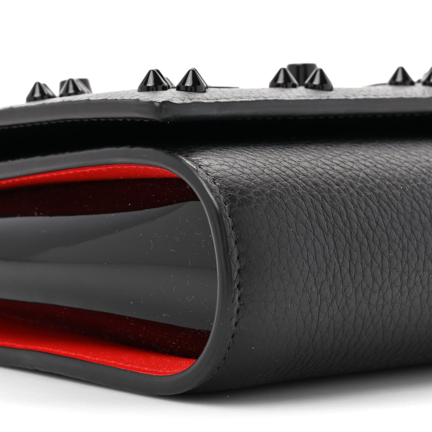 Calfskin Spikes Loubinthesky Paloma Clutch Black
