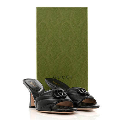Gucci Nappa Matelasse Monochrome GG Marmont 75mm Slide Sandals 37 Black 9 of 9
