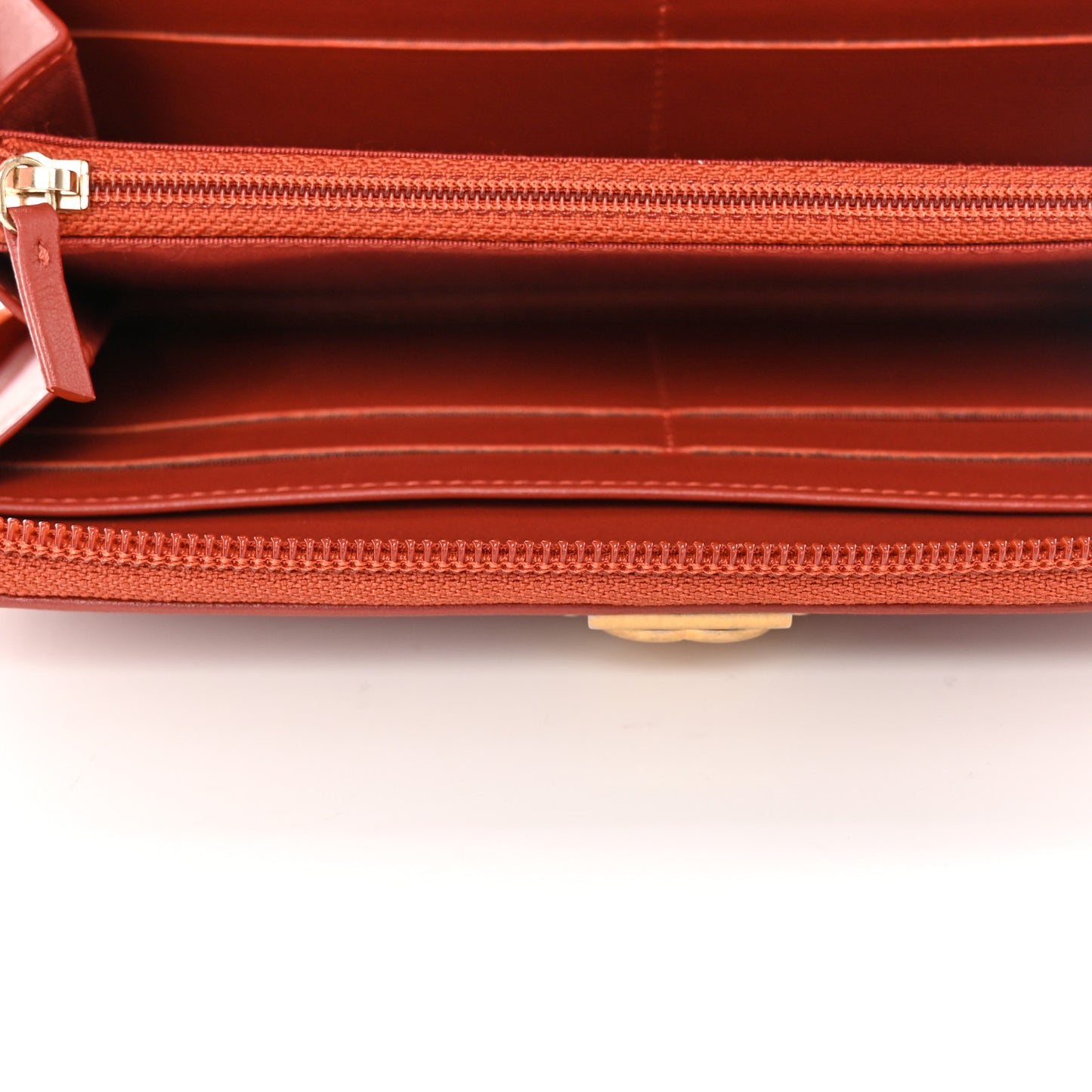 Lambskin Quilted Boy Zip Around Wallet Orange