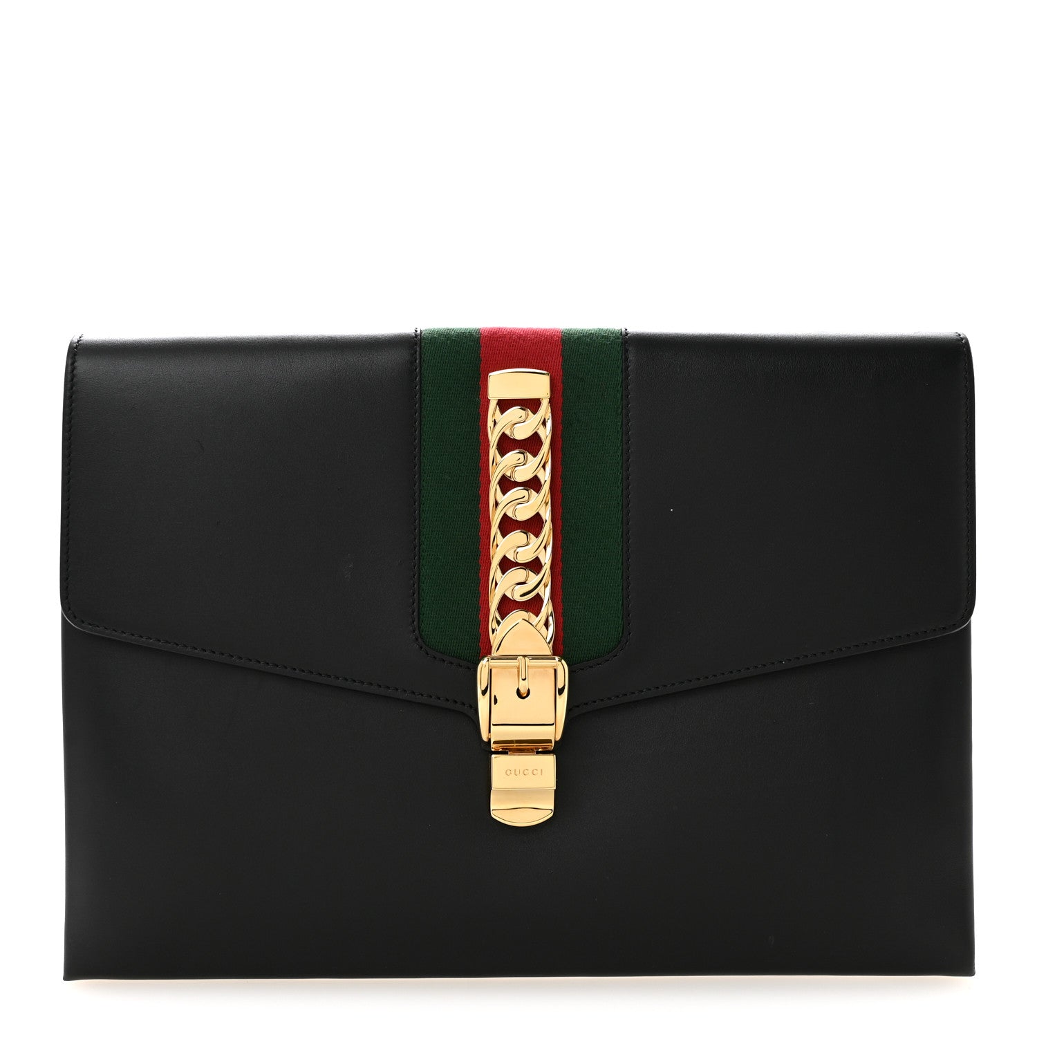 Gucci Calfskin Maxi Sylvie Clutch Black 1 of 8