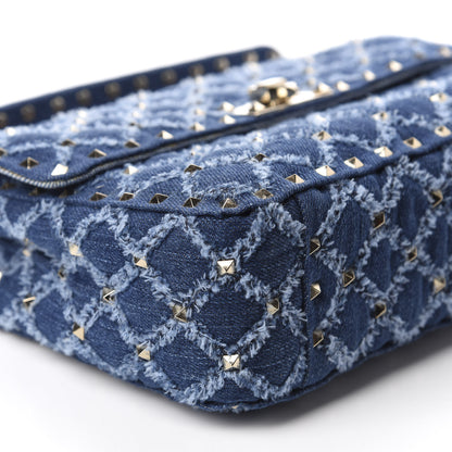 Valentino Garavani Denim Medium Rockstud Spike Shoulder Bag Denim 6 of 9