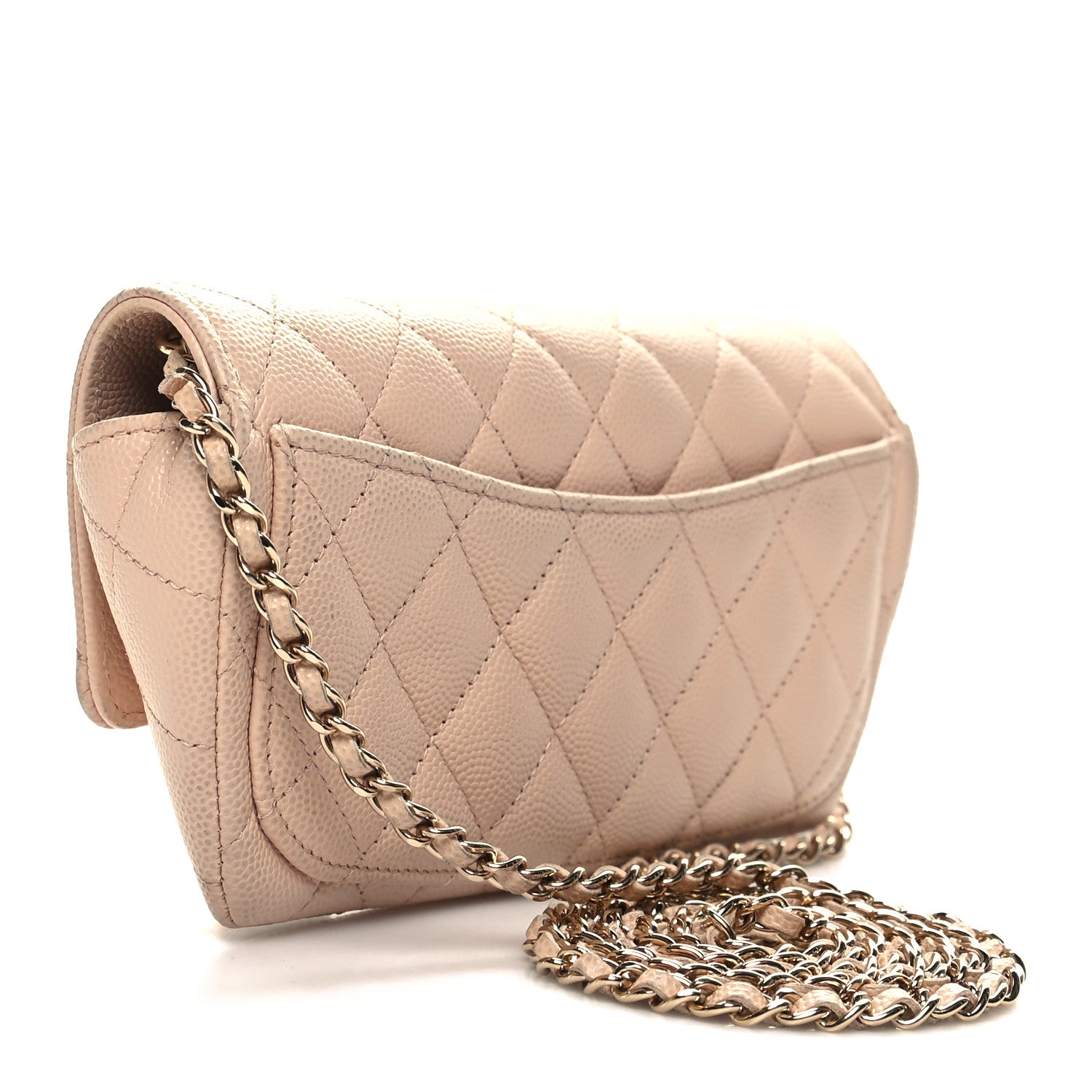 Chanel Caviar Quilted Glasses Case With Chain Beige 2 of 14