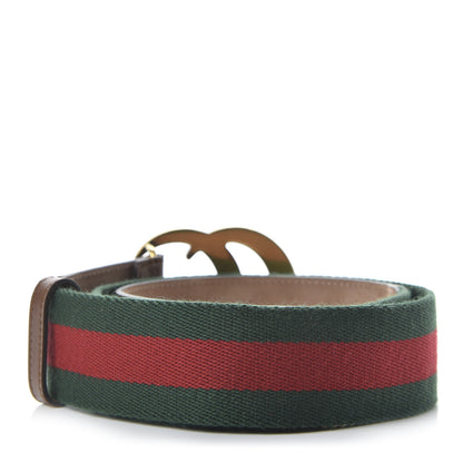 Gucci Nylon Calfskin Double G Web 40mm Belt 85 34 Green Red Cuir 2 of 5