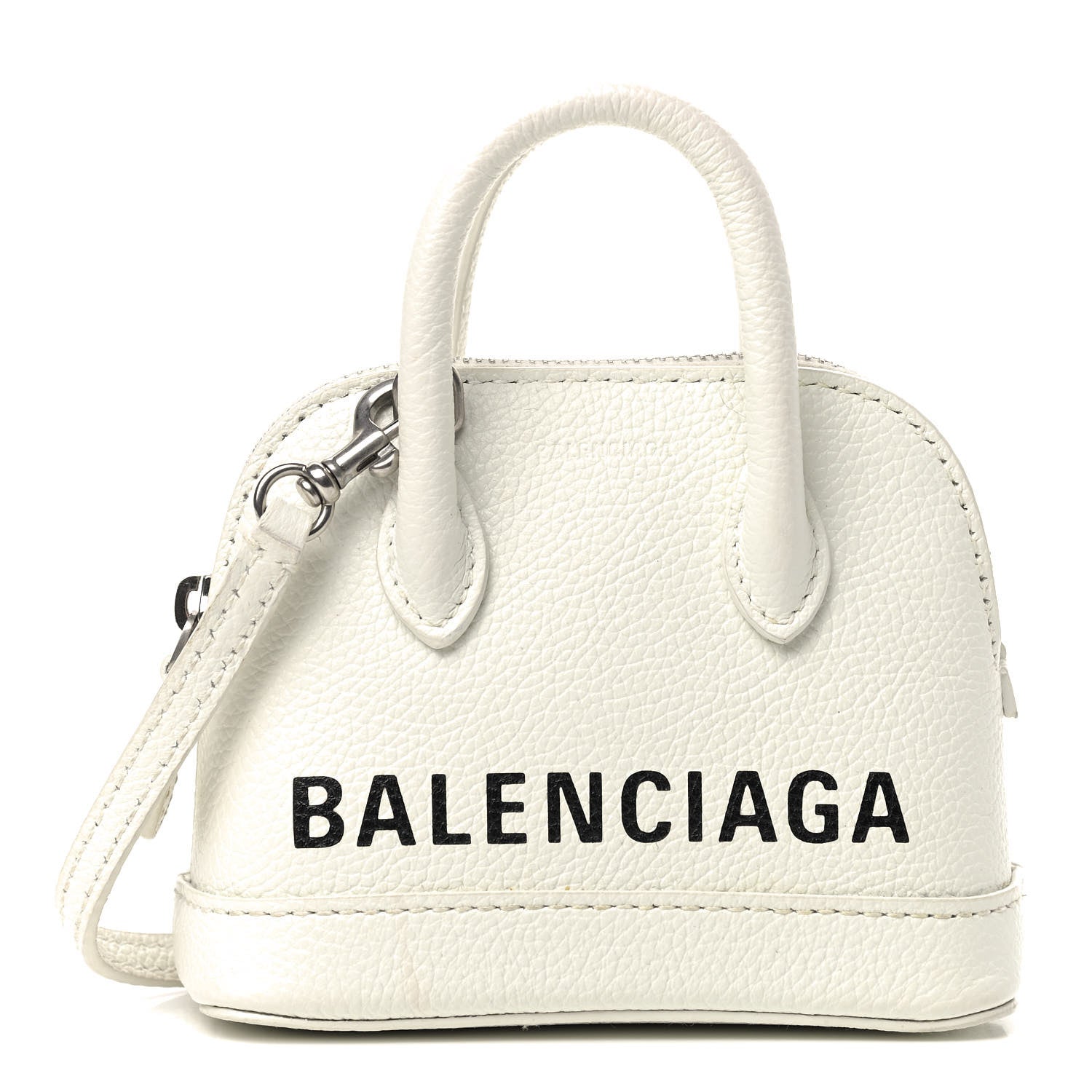 Balenciaga Grained Calfskin Logo Mini Ville Top Handle Bag White Black 1 of 8