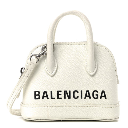 Balenciaga Grained Calfskin Logo Mini Ville Top Handle Bag White Black 1 of 8