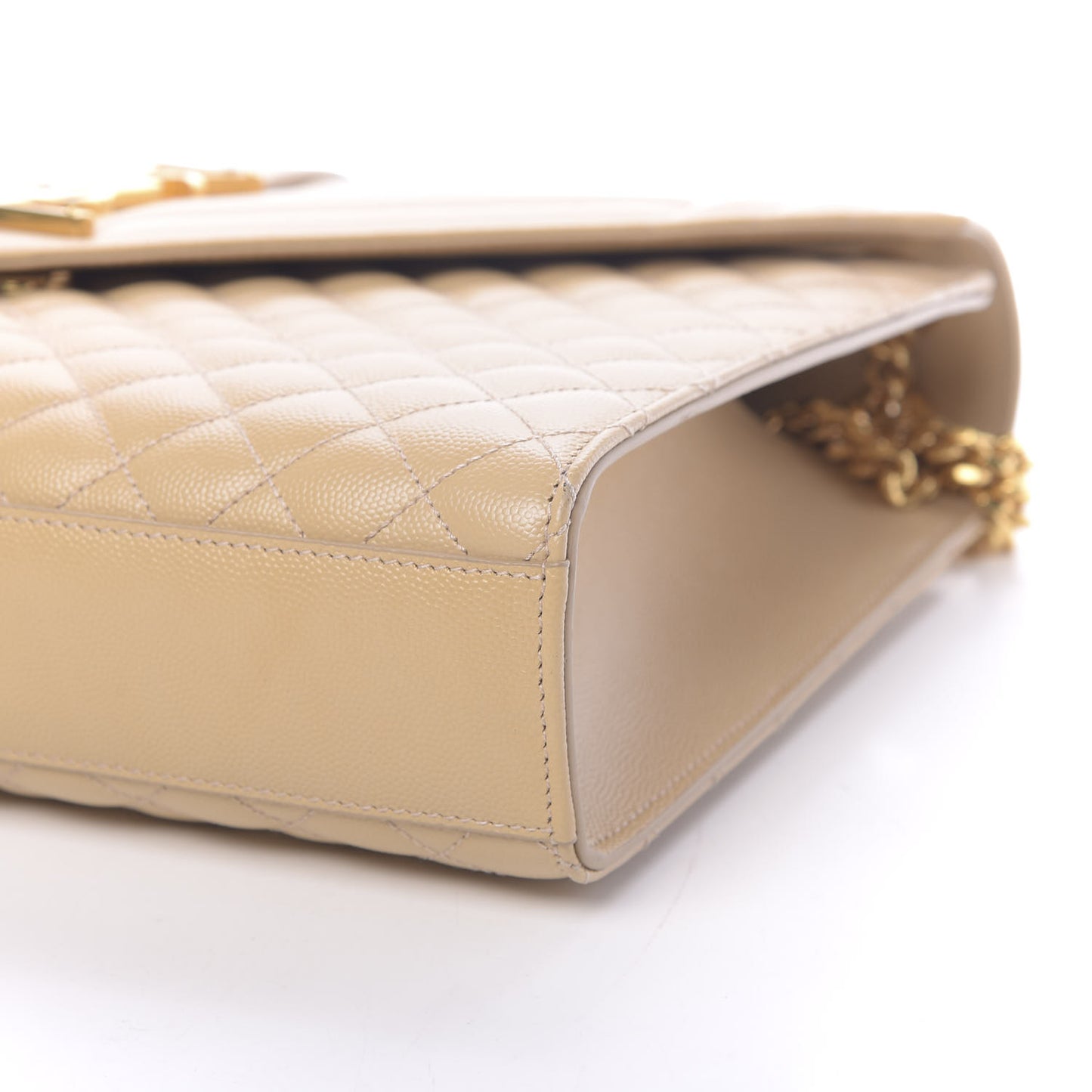 Grain De Poudre Large Tri-Quilt Monogram Satchel Dark Beige
