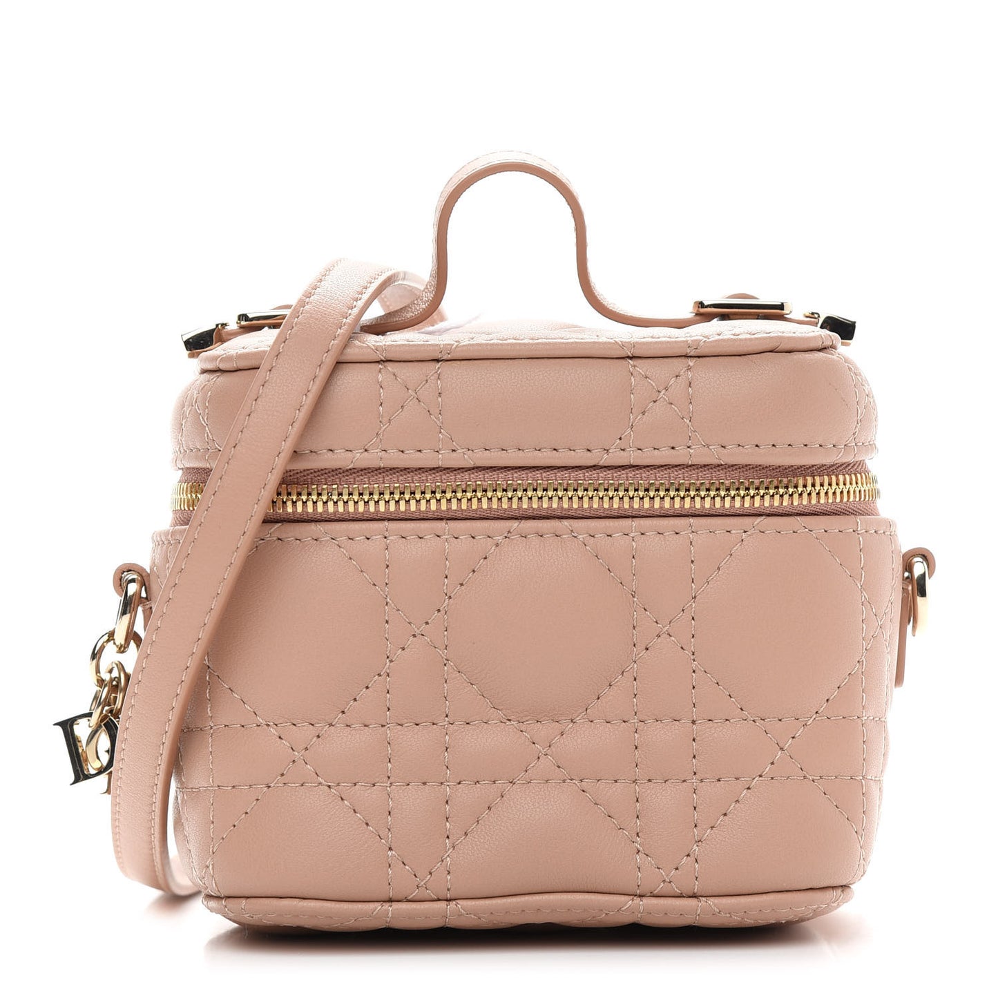 Lambskin Cannage Micro Vanity Case Rose Des Vents