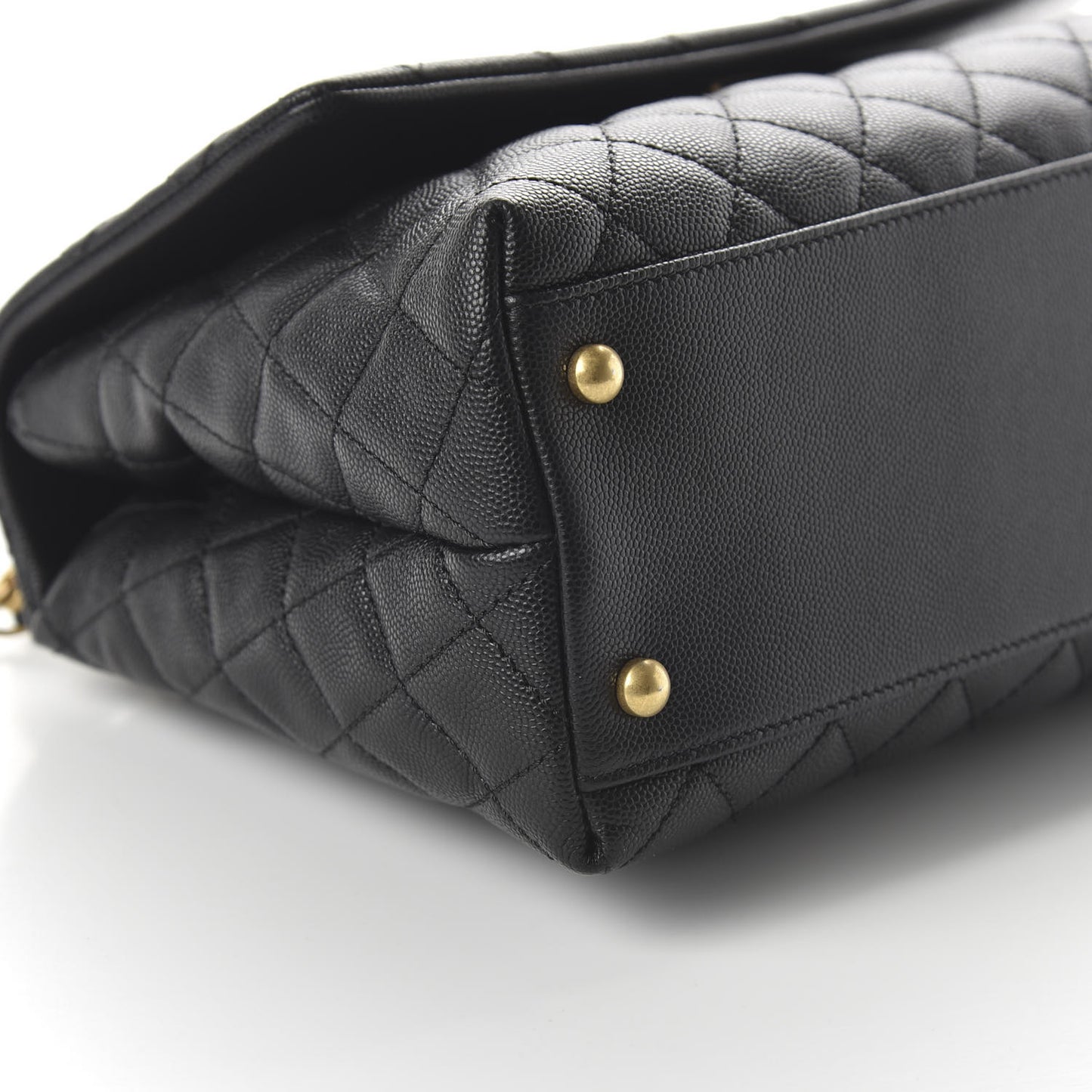Caviar Lizard Quilted Small Coco Handle Flap Black