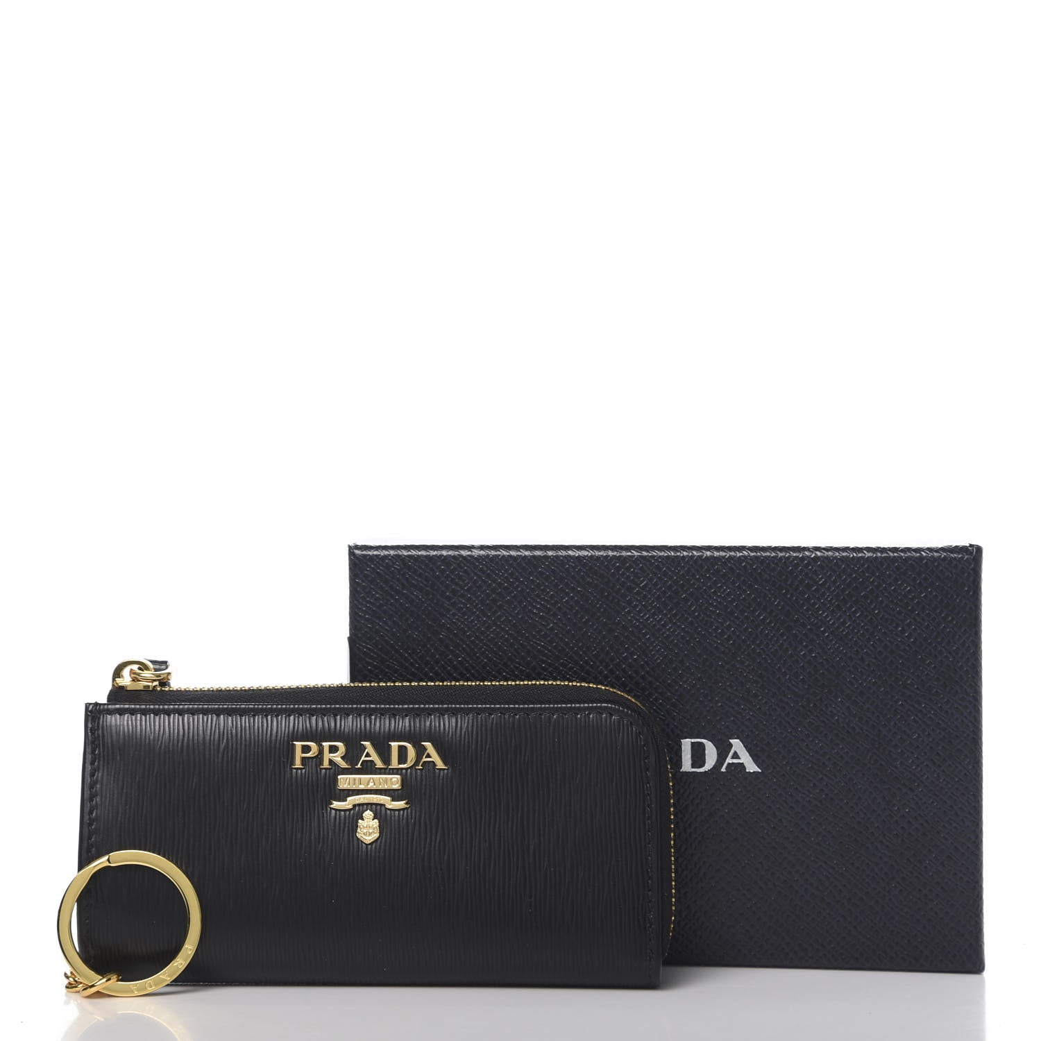 Prada Vitello Move Zip Around Key Holder Black 7 of 7