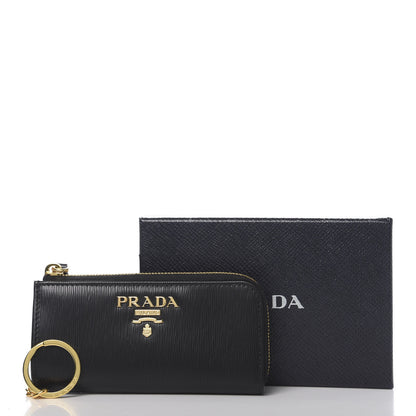 Prada Vitello Move Zip Around Key Holder Black 7 of 7