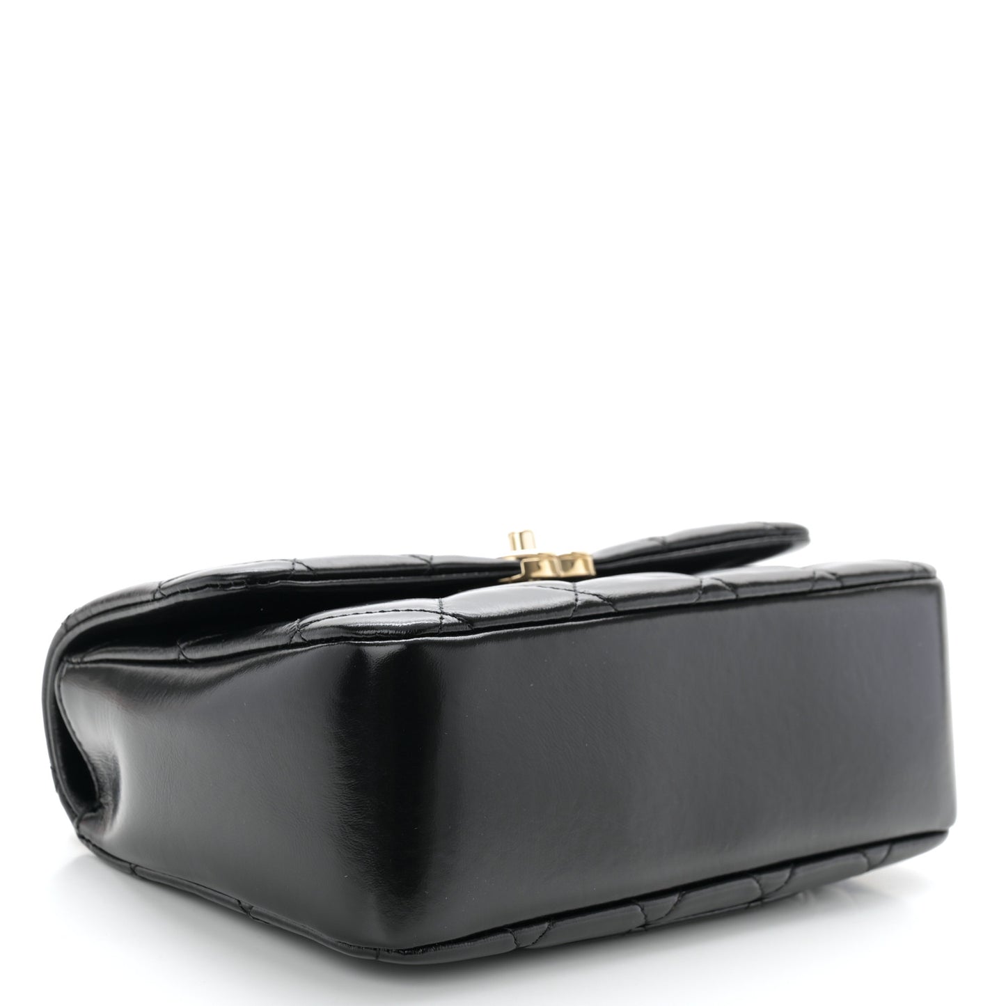 Shiny Lambskin Quilted Coco Trip Flap Bag Black