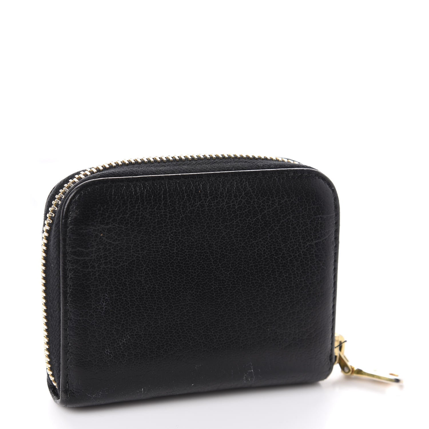 Miu Miu Goatskin Madras Zip Around Coin Purse Black 3 of 7