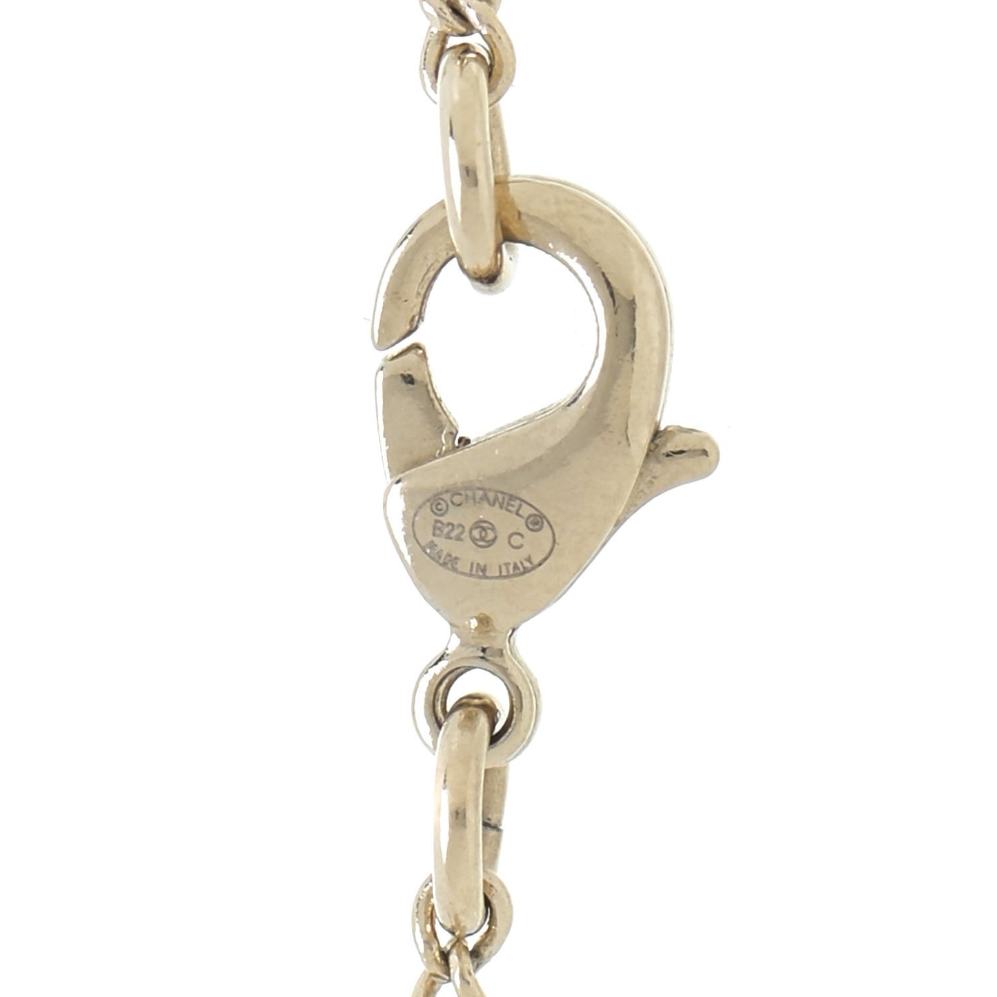 Pearl CC Double Heart Drop Necklace Pearly White Gold
