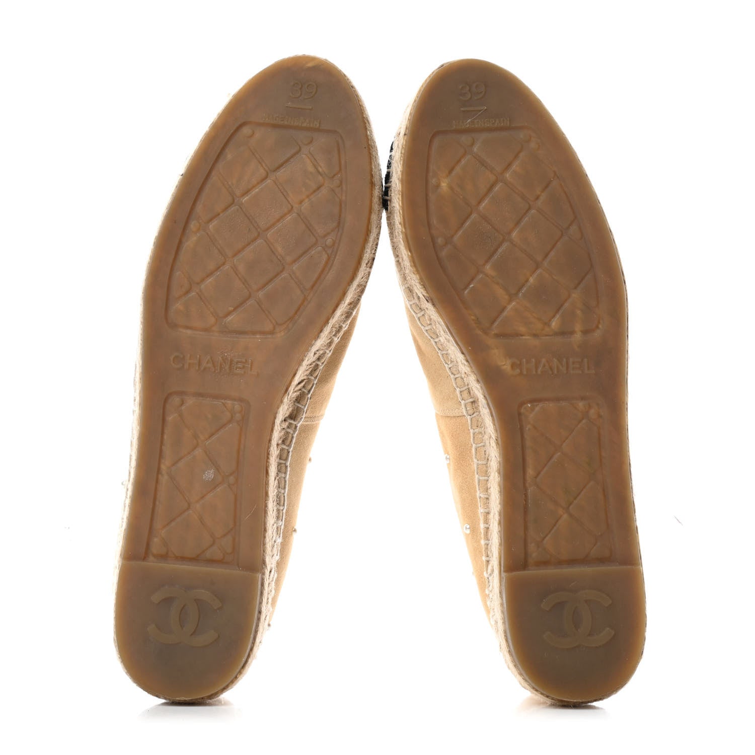 Chanel Suede Pearl CC Espadrilles 39 Beige Black 5 of 7