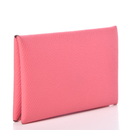 Hermes Epsom Calvi Card Case Rose Azalee 3 of 7