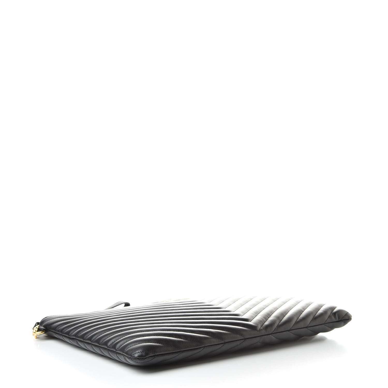 Saint Laurent Calfskin Matelasse Chevron Monogram Document Holder Black 4 of 7