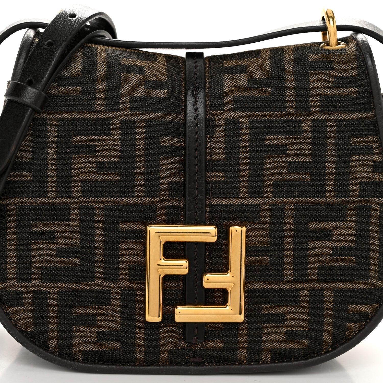 Fendi Fabric Jacquard Vitello Cher Cuoio FF 1974 Small Fendi C'mon Tobacco Moro Ebano 8 of 10