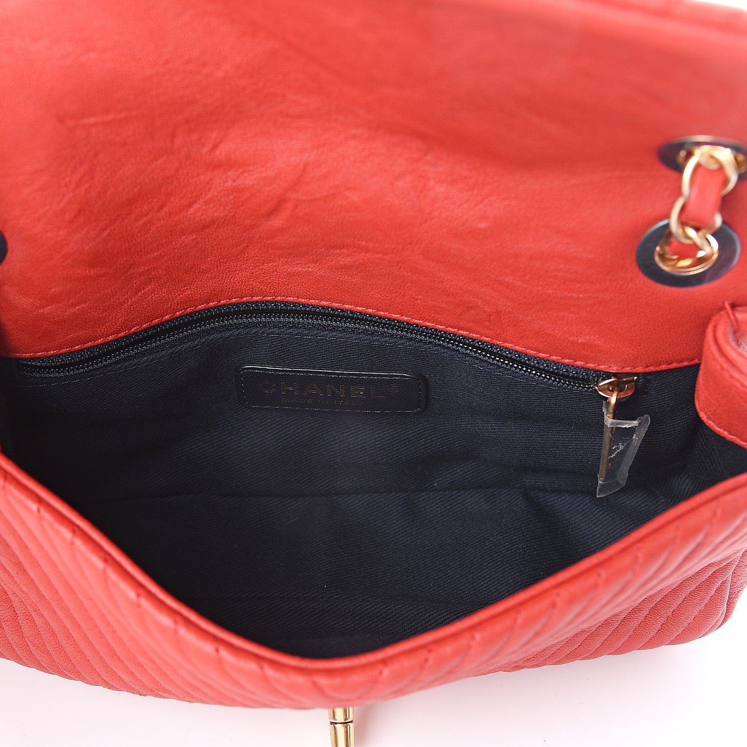 Chanel Calfskin Surpique Chevron Small Flap Red 4 of 8