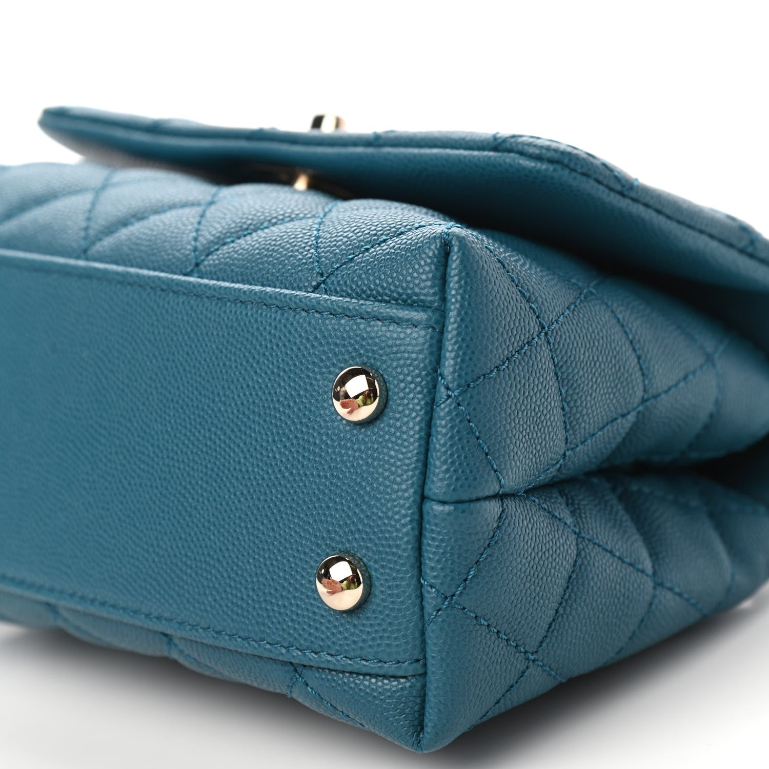 Chanel Caviar Quilted Extra Mini Coco Handle Flap Dark Turquoise 9 of 11