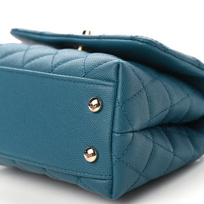 Chanel Caviar Quilted Extra Mini Coco Handle Flap Dark Turquoise 9 of 11
