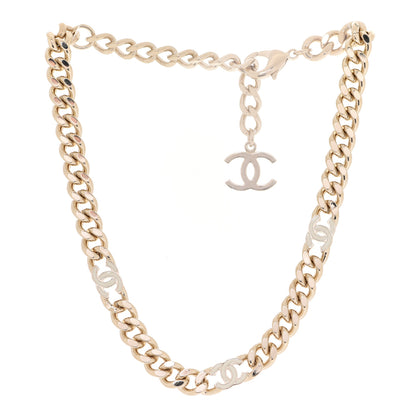 Chanel Metal Enamel Chain CC Choker Gold White 3 of 6