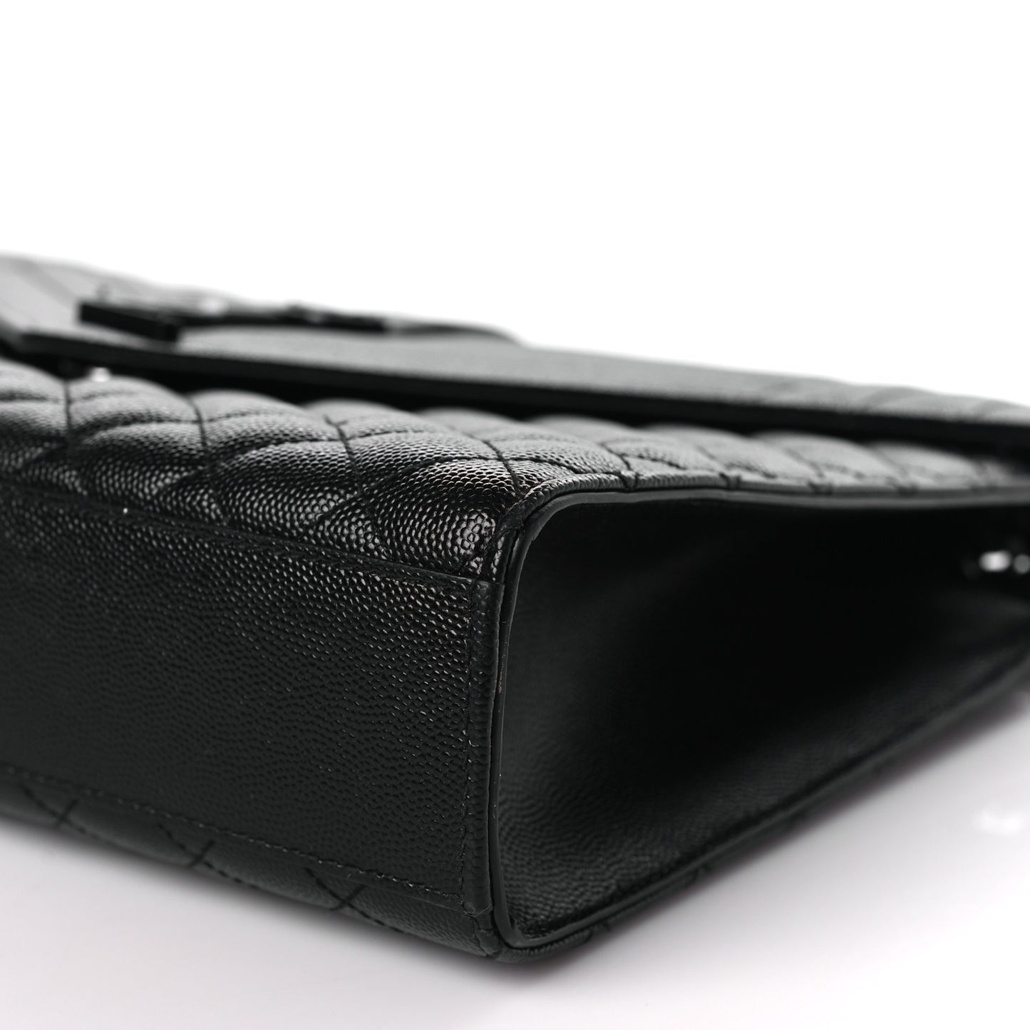 Grain De Poudre Textured Mixed Matelasse Large Triquilt Monogram Monochrome Satchel Black