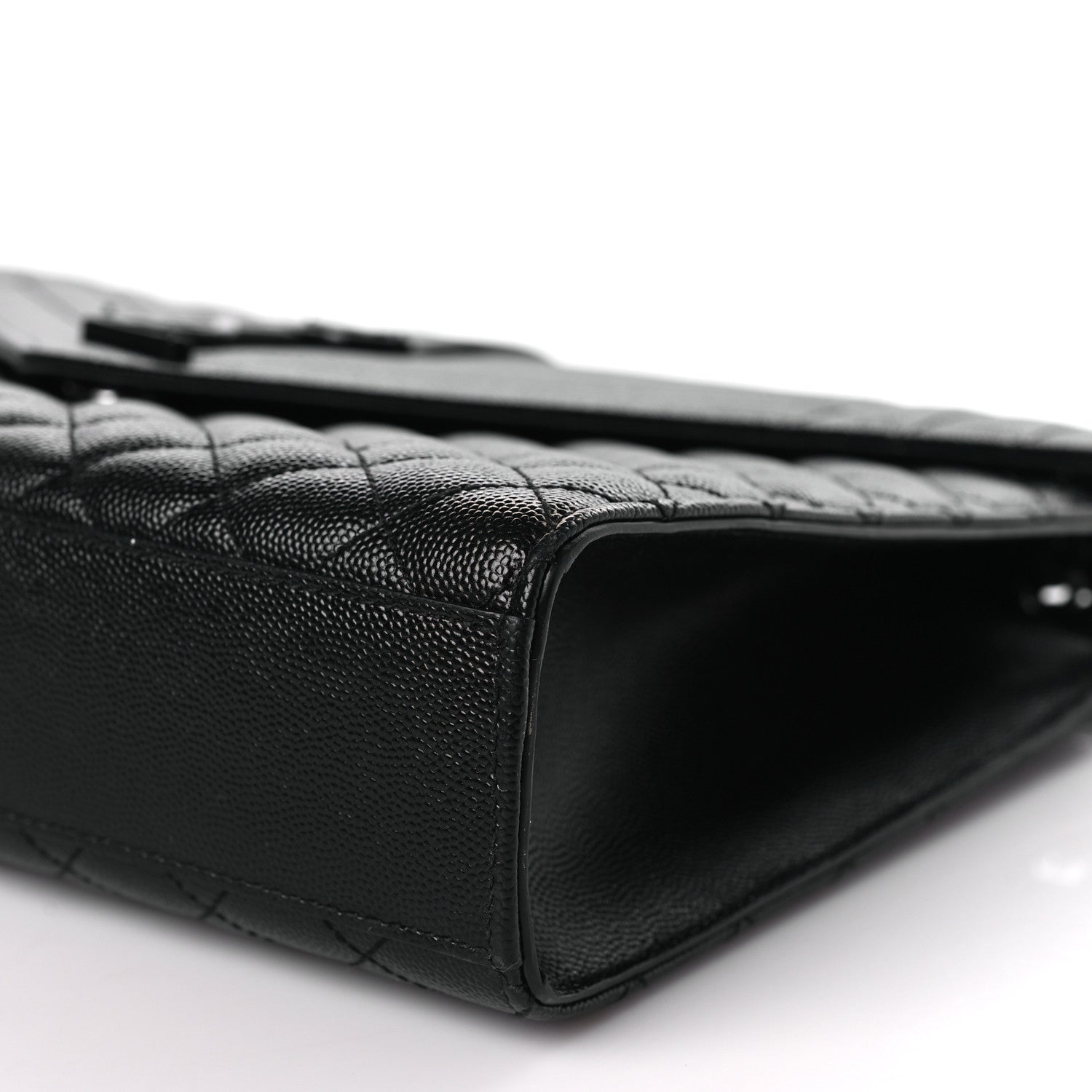 Saint Laurent Grain De Poudre Textured Mixed Matelasse Large Triquilt Monogram Monochrome Satchel Black 9 of 9