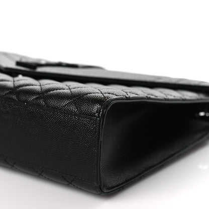 Saint Laurent Grain De Poudre Textured Mixed Matelasse Large Triquilt Monogram Monochrome Satchel Black 9 of 9