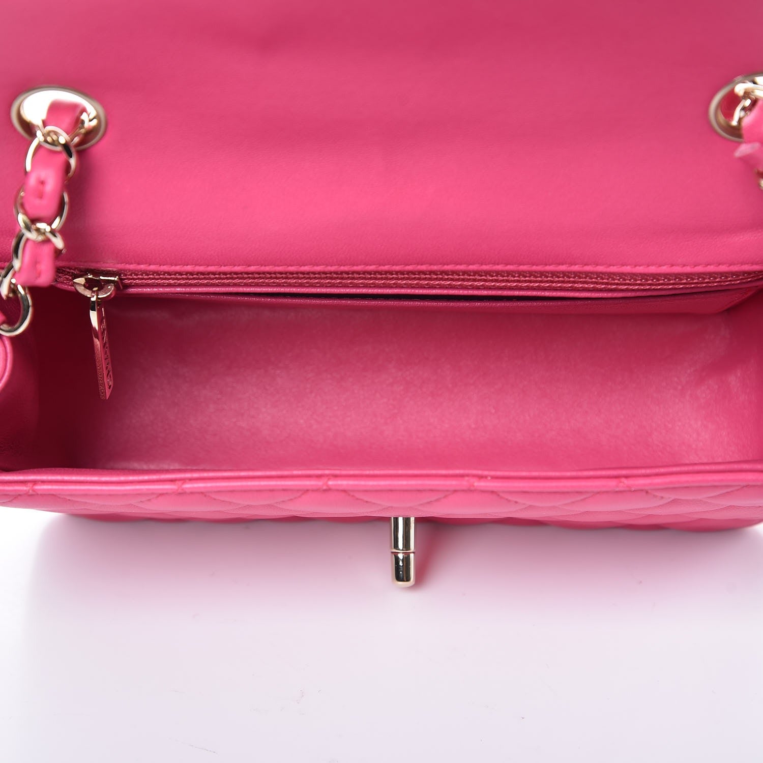 Chanel Lambskin Quilted Mini Rectangular Flap Dark Pink 5 of 8