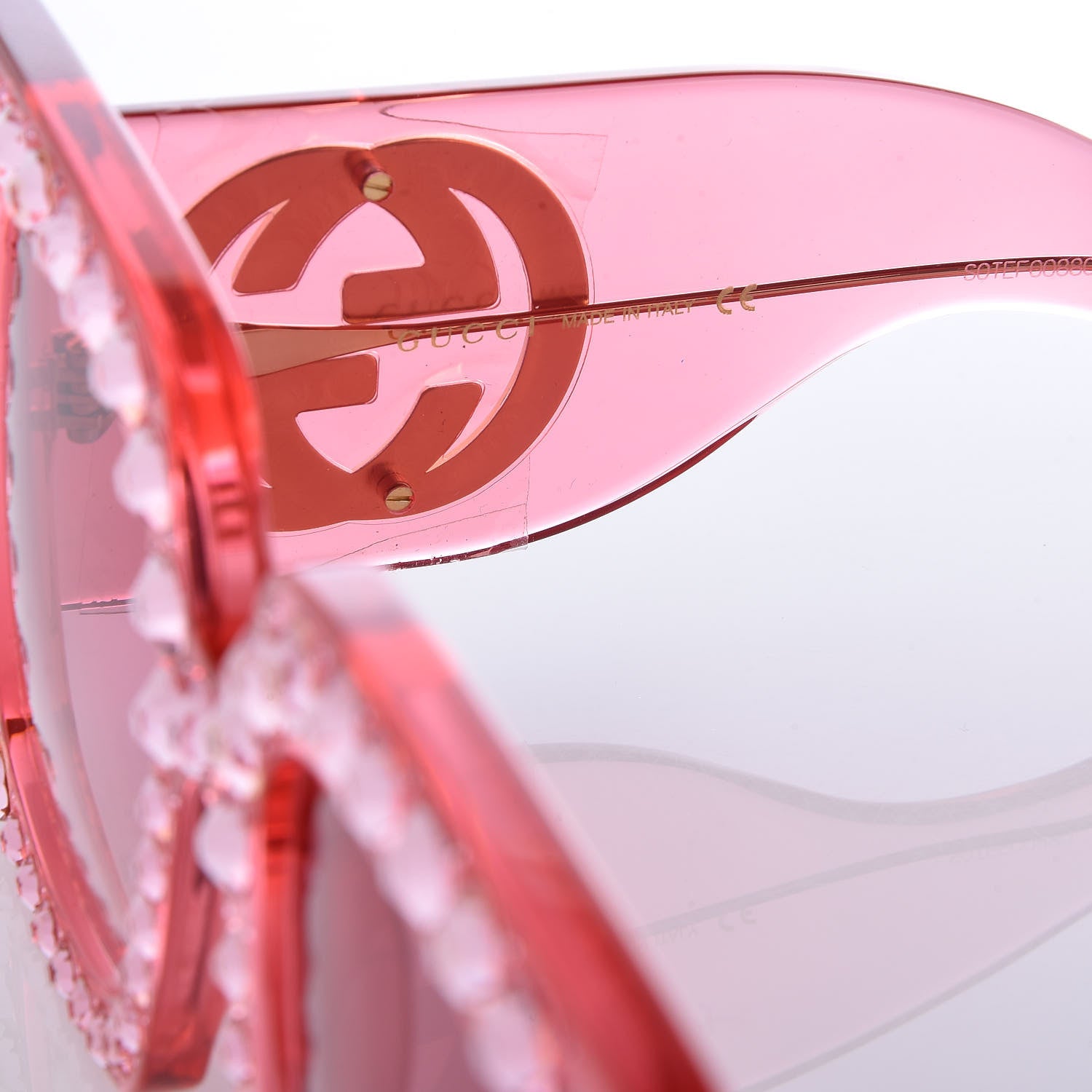 Gucci Acetate Crystal Oversize Sunglasses GG0145S Pink 6 of 7