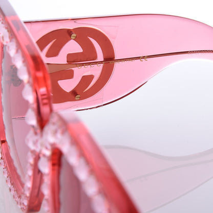 Gucci Acetate Crystal Oversize Sunglasses GG0145S Pink 6 of 7