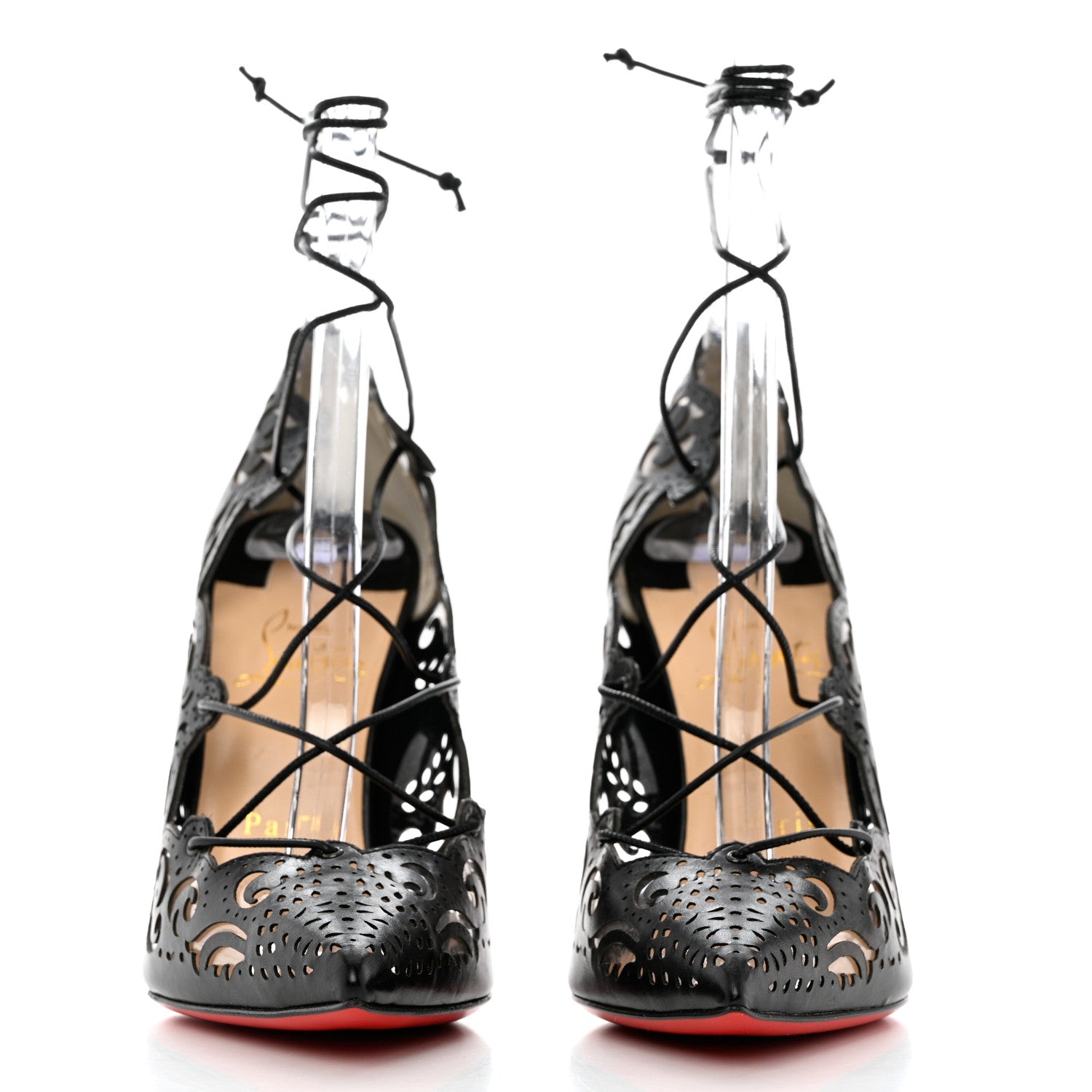 Christian Louboutin Calfskin PVC Impera 100 Pumps 38 Black 2 of 8